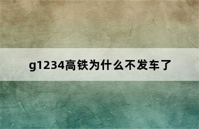 g1234高铁为什么不发车了
