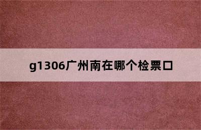 g1306广州南在哪个检票口