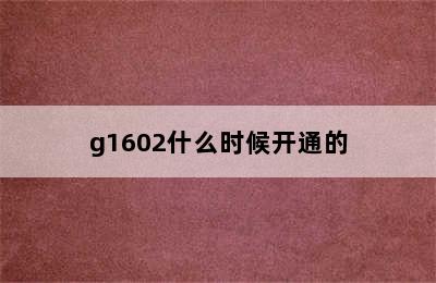 g1602什么时候开通的