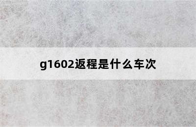 g1602返程是什么车次