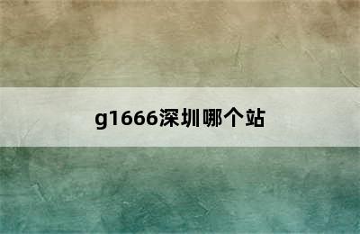 g1666深圳哪个站