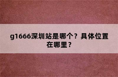 g1666深圳站是哪个？具体位置在哪里？