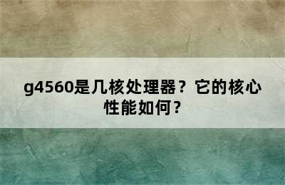 g4560是几核处理器？它的核心性能如何？
