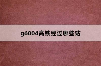 g6004高铁经过哪些站