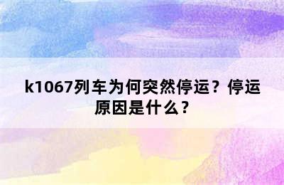k1067列车为何突然停运？停运原因是什么？