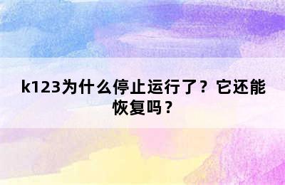 k123为什么停止运行了？它还能恢复吗？