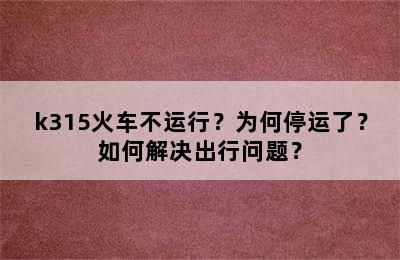 k315火车不运行？为何停运了？如何解决出行问题？