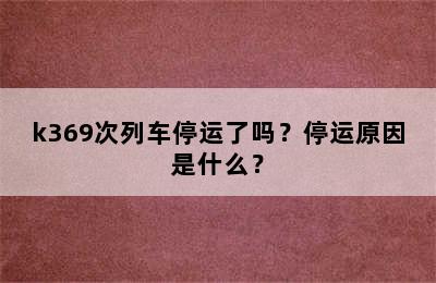 k369次列车停运了吗？停运原因是什么？
