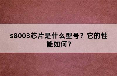 s8003芯片是什么型号？它的性能如何？