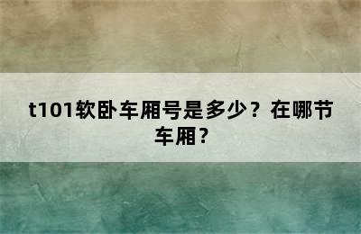 t101软卧车厢号是多少？在哪节车厢？