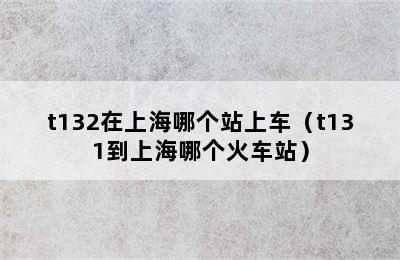 t132在上海哪个站上车（t131到上海哪个火车站）