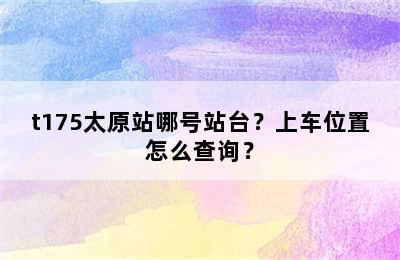 t175太原站哪号站台？上车位置怎么查询？
