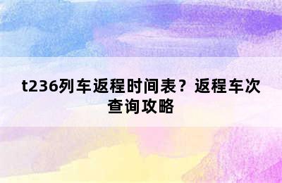 t236列车返程时间表？返程车次查询攻略
