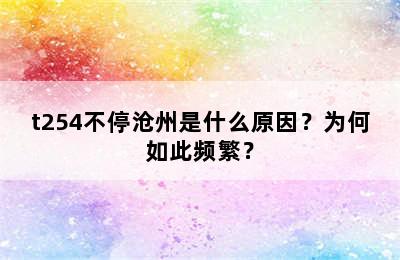t254不停沧州是什么原因？为何如此频繁？