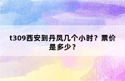 t309西安到丹凤几个小时？票价是多少？