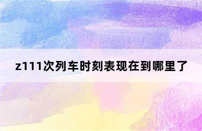 z111次列车时刻表现在到哪里了
