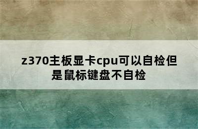 z370主板显卡cpu可以自检但是鼠标键盘不自检