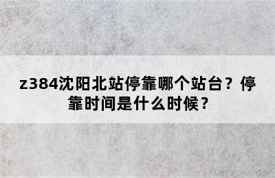 z384沈阳北站停靠哪个站台？停靠时间是什么时候？