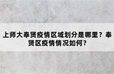 上师大奉贤疫情区域划分是哪里？奉贤区疫情情况如何？
