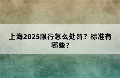 上海2025限行怎么处罚？标准有哪些？