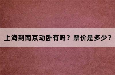 上海到南京动卧有吗？票价是多少？