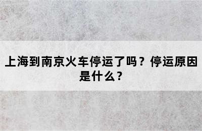 上海到南京火车停运了吗？停运原因是什么？