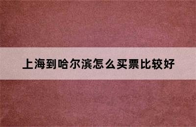 上海到哈尔滨怎么买票比较好