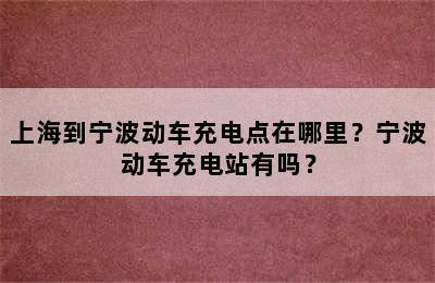 上海到宁波动车充电点在哪里？宁波动车充电站有吗？