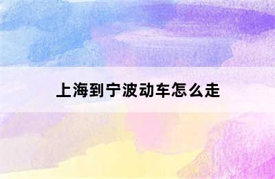 上海到宁波动车怎么走