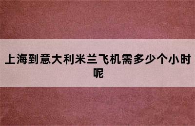 上海到意大利米兰飞机需多少个小时呢