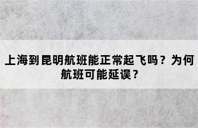 上海到昆明航班能正常起飞吗？为何航班可能延误？