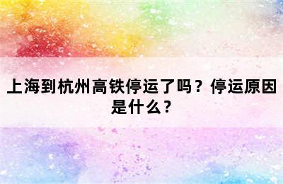 上海到杭州高铁停运了吗？停运原因是什么？