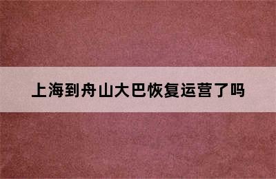 上海到舟山大巴恢复运营了吗