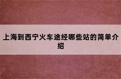 上海到西宁火车途经哪些站的简单介绍