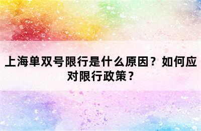 上海单双号限行是什么原因？如何应对限行政策？