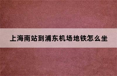 上海南站到浦东机场地铁怎么坐