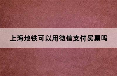 上海地铁可以用微信支付买票吗