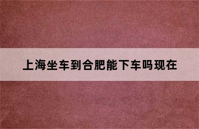 上海坐车到合肥能下车吗现在