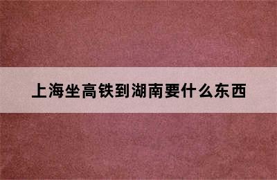 上海坐高铁到湖南要什么东西