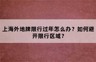 上海外地牌限行过年怎么办？如何避开限行区域？