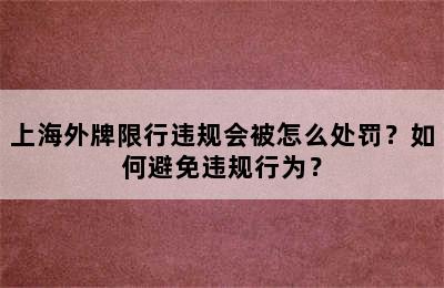 上海外牌限行违规会被怎么处罚？如何避免违规行为？
