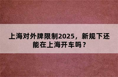 上海对外牌限制2025，新规下还能在上海开车吗？