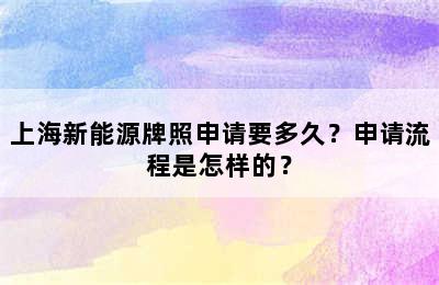 上海新能源牌照申请要多久？申请流程是怎样的？