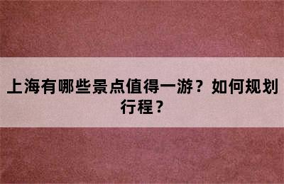 上海有哪些景点值得一游？如何规划行程？