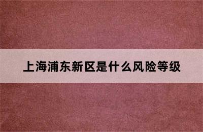 上海浦东新区是什么风险等级