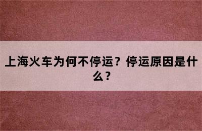 上海火车为何不停运？停运原因是什么？