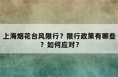上海烟花台风限行？限行政策有哪些？如何应对？