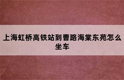 上海虹桥高铁站到曹路海棠东苑怎么坐车