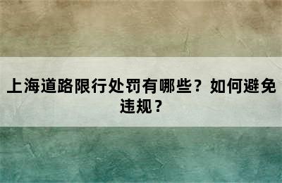 上海道路限行处罚有哪些？如何避免违规？
