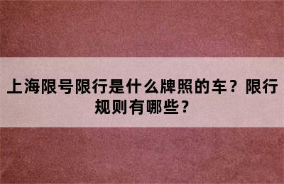 上海限号限行是什么牌照的车？限行规则有哪些？